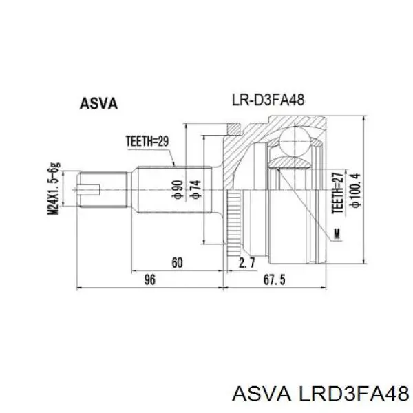 ШРУС наружный передний LRD3FA48 Asva