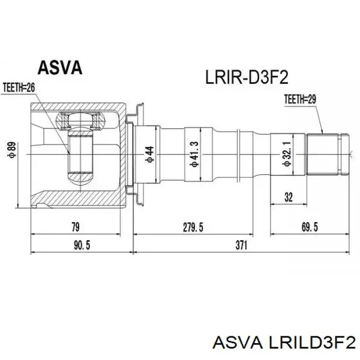 Junta homocinética interior delantera LRILD3F2 Asva