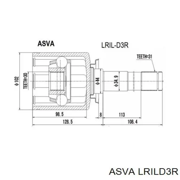 ШРУС внутренний задний LRILD3R Asva