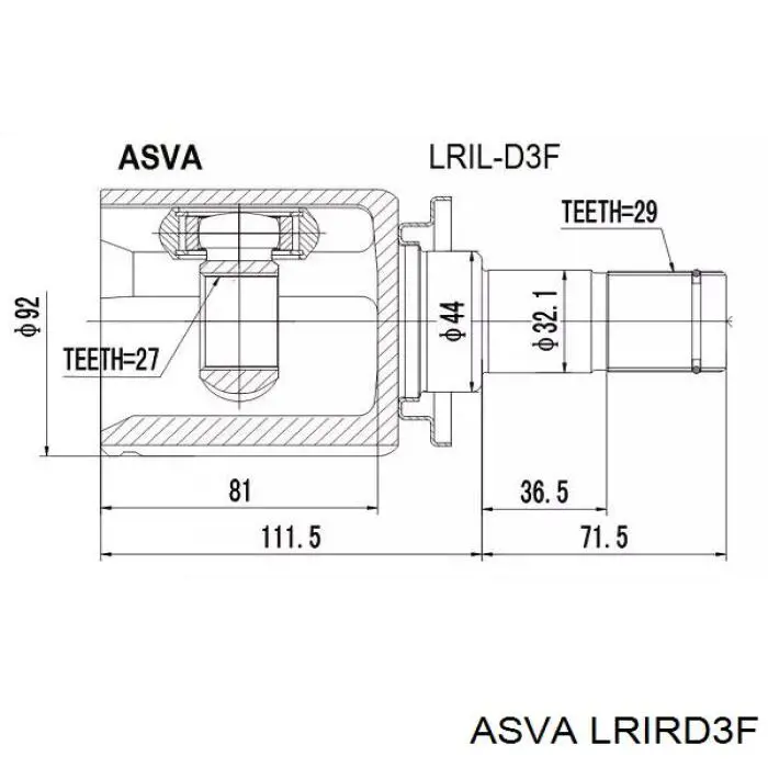 Купить LRIRD3F Asva Шарнир угловых скоростей передний правый