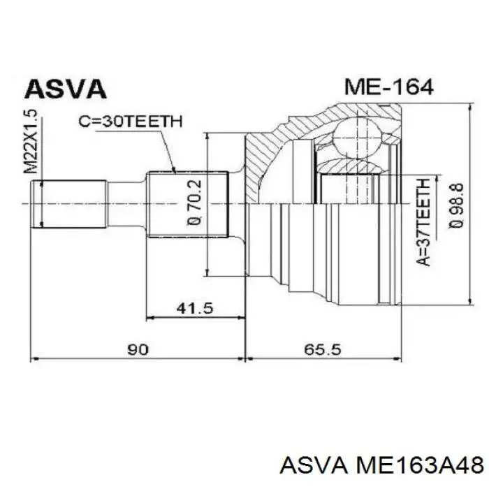 ШРУС наружный передний ME163A48 Asva