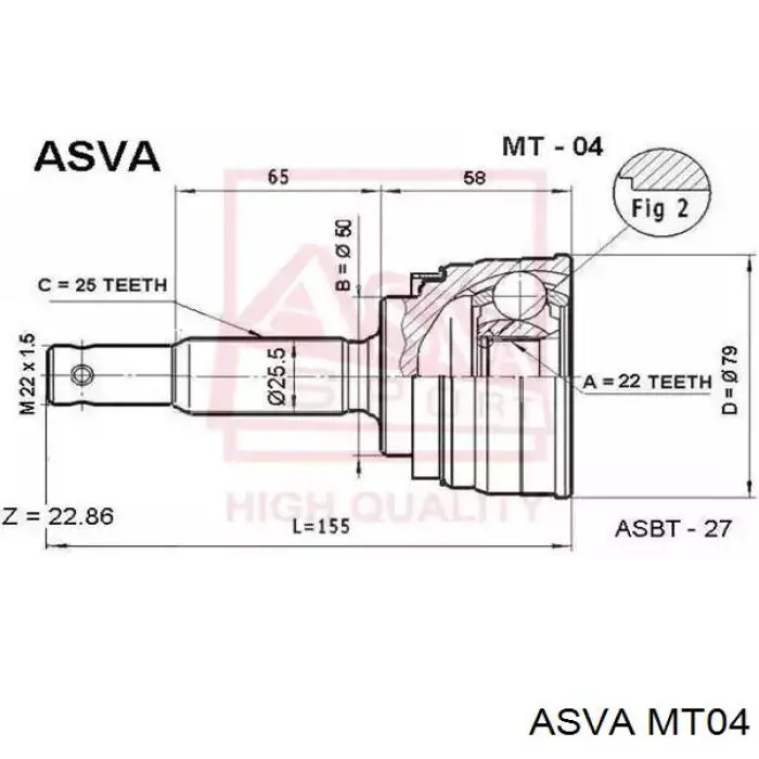 MT04 Asva шрус наружный передний