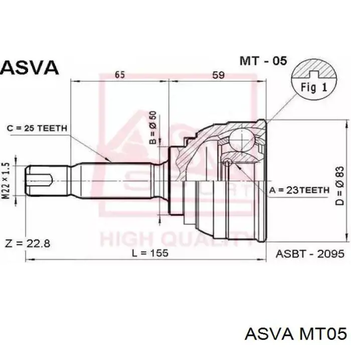 MT05 Asva шрус наружный передний