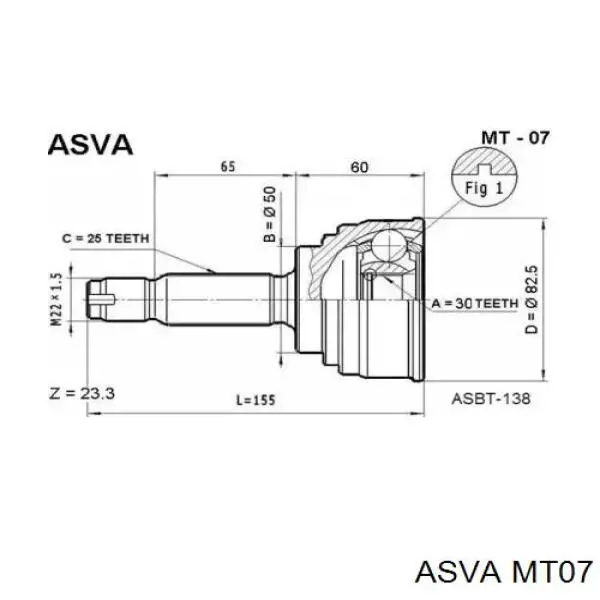 MT07 Asva шрус наружный передний