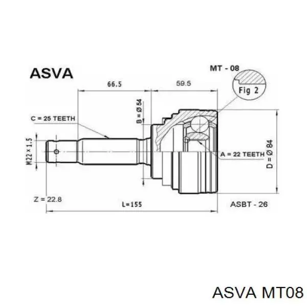 ШРУС наружный передний MT08 Asva