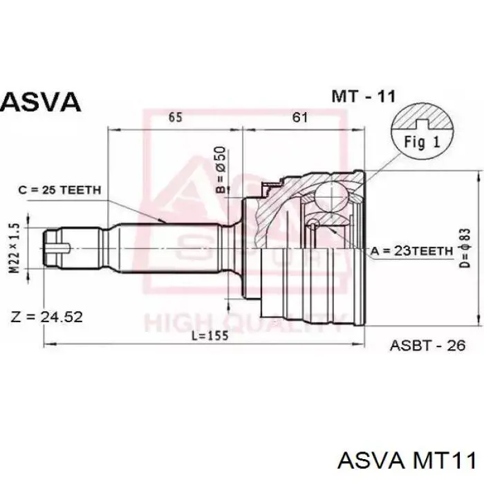 MT11 Asva шрус наружный передний