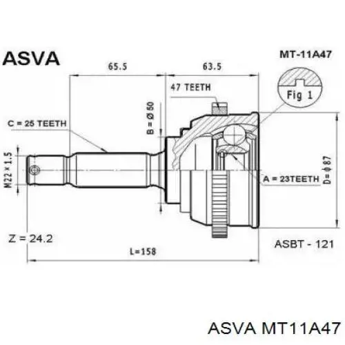 ШРУС наружный передний MT11A47 Asva