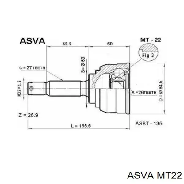 ШРУС наружный передний MI22 HDK