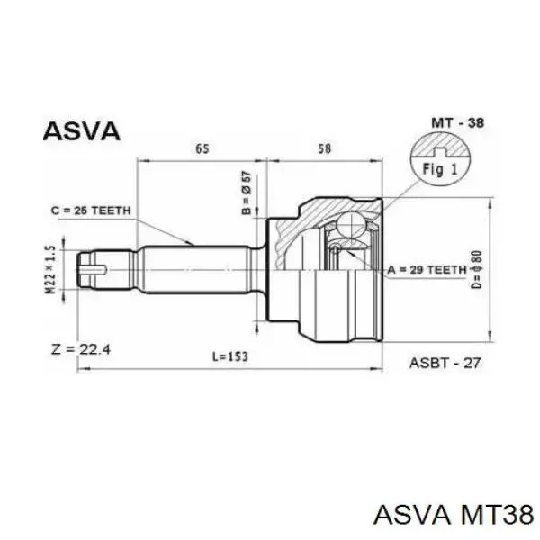 ШРУС наружный передний MI38 MAK