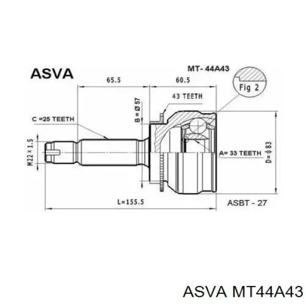 ШРУС наружный передний MI044A43 HDK