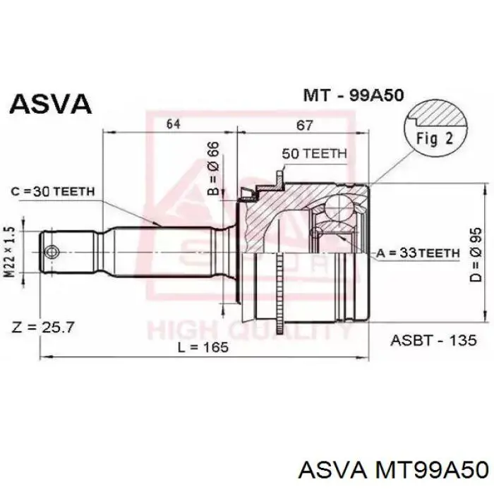 MT99A50 Asva шрус наружный передний
