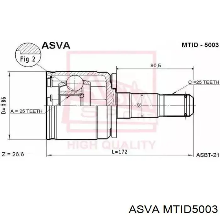 MTID5003 Asva шрус внутренний передний левый