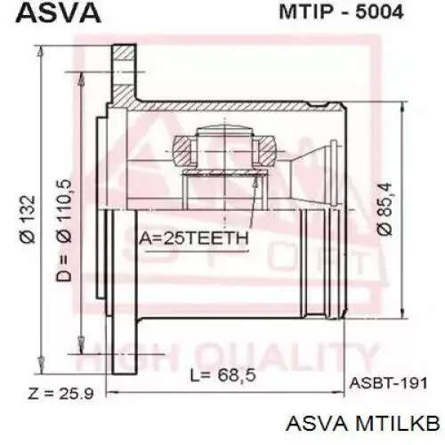 Шрус внутренний левый MTILKB Asva