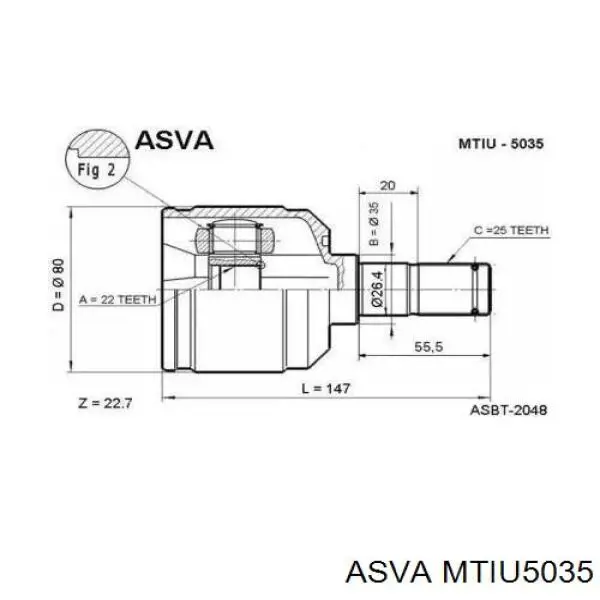 MTIU5035 Asva ШРУС внутренний, передний