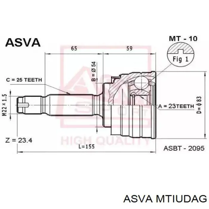 Купить MTIUDAG Asva ШРУС внутренний