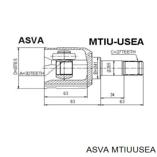  ШРУС внутренний передний Mitsubishi Galant 