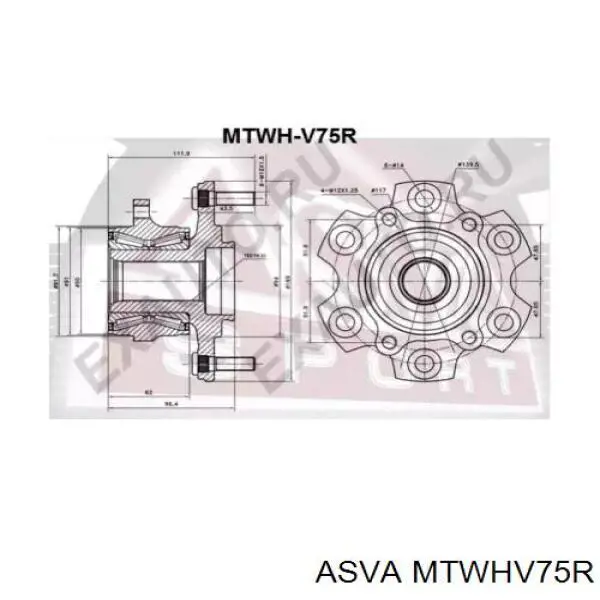 Ступица задняя MTWHV75R Asva