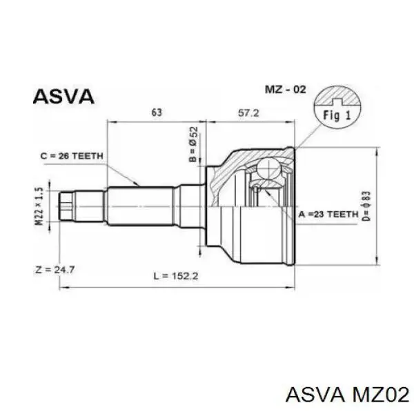 ШРУС наружный передний MZ02 Asva