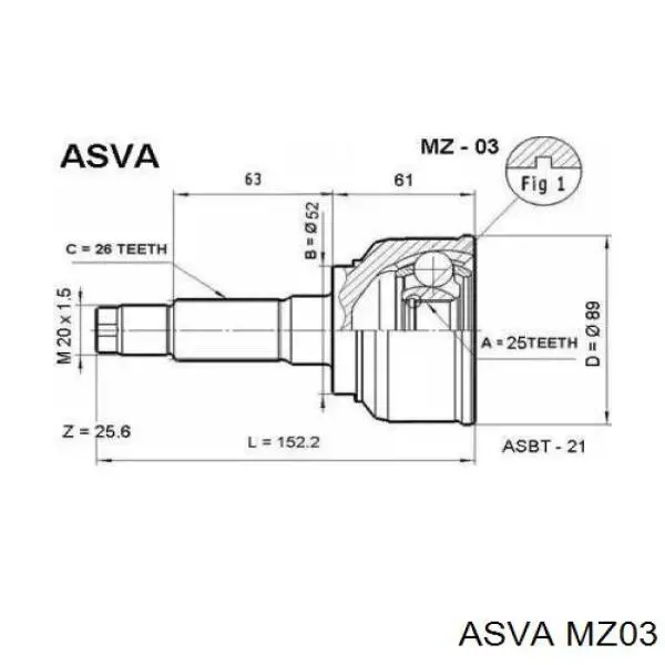 ШРУС наружный передний G00225500A Mazda