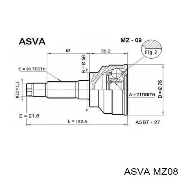 ШРУС наружный передний MZ08 Asva