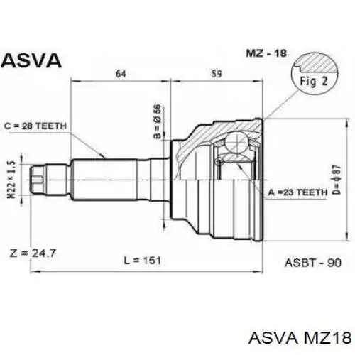 ШРУС наружный Asva MZ18