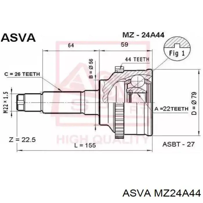 ШРУС наружный передний MZ24A44 Asva