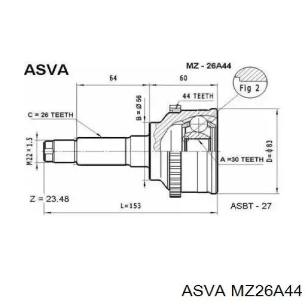 ШРУС наружный передний MZ26A44 Asva