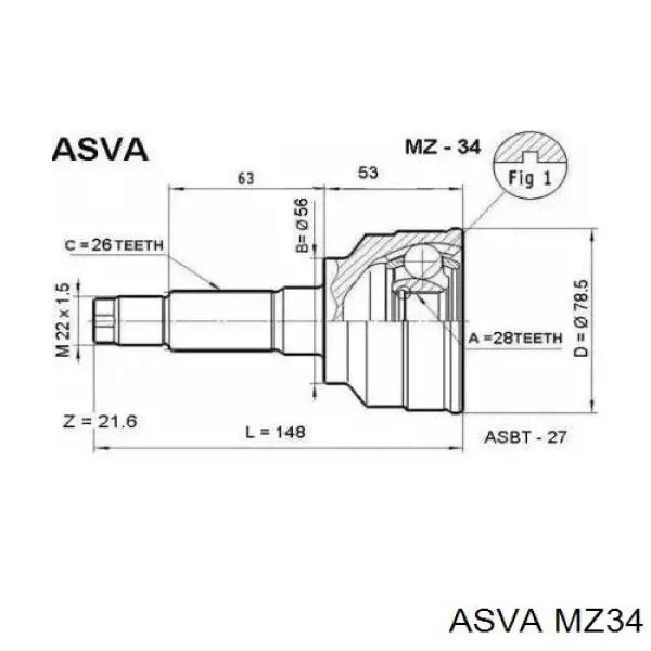 ШРУС наружный передний правый FA522550X Mazda