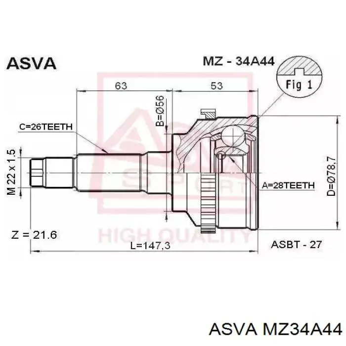 ШРУС наружный передний FD552550XA Mazda