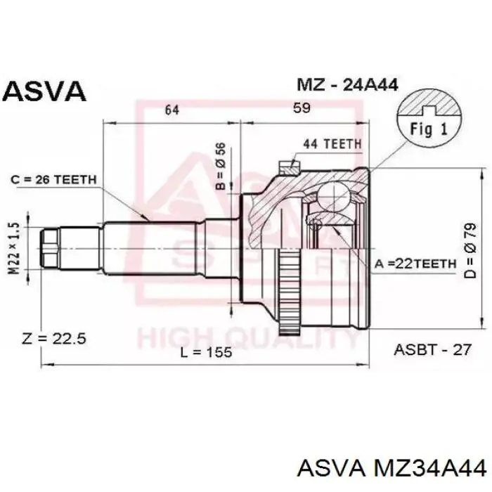 ШРУС наружный передний FD552550XA Mazda