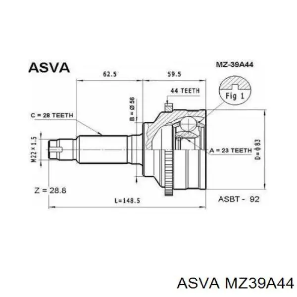 ШРУС наружный передний DCV834121 Dynamatrix