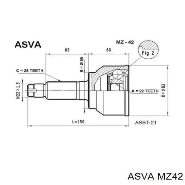 MZ42 Asva шрус наружный передний