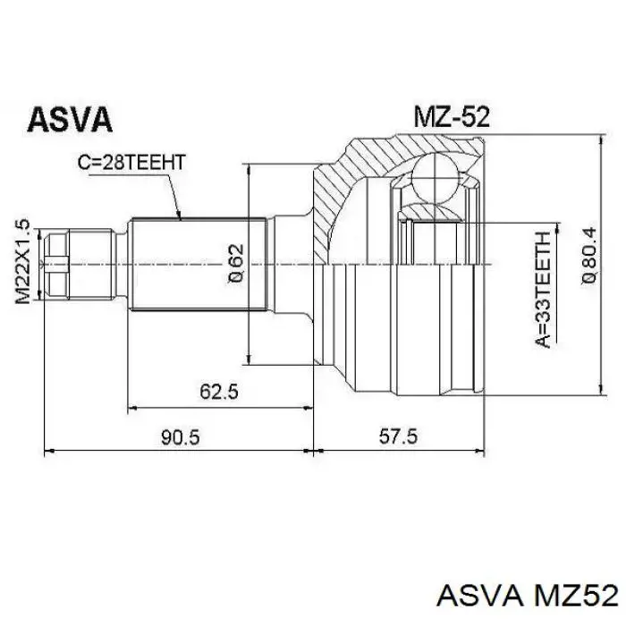 MZ52 Asva шрус наружный передний