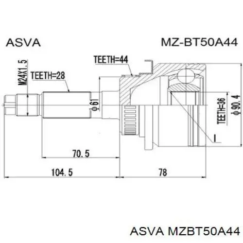 ШРУС наружный передний 6M343B436BA Ford