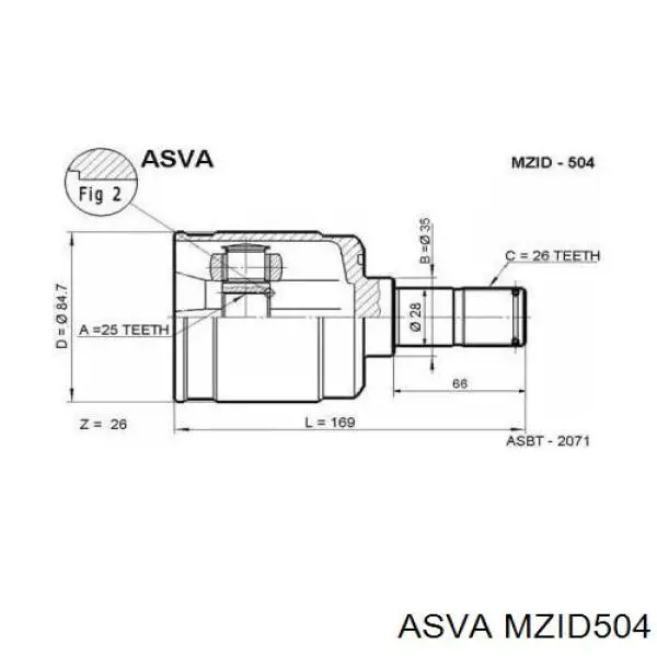 ШРУС внутренний передний левый MZID504 Asva