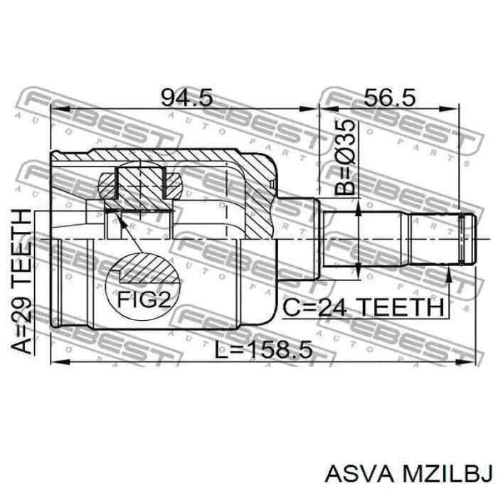 Купить MZILBJ Asva Шрус внутренний левый
