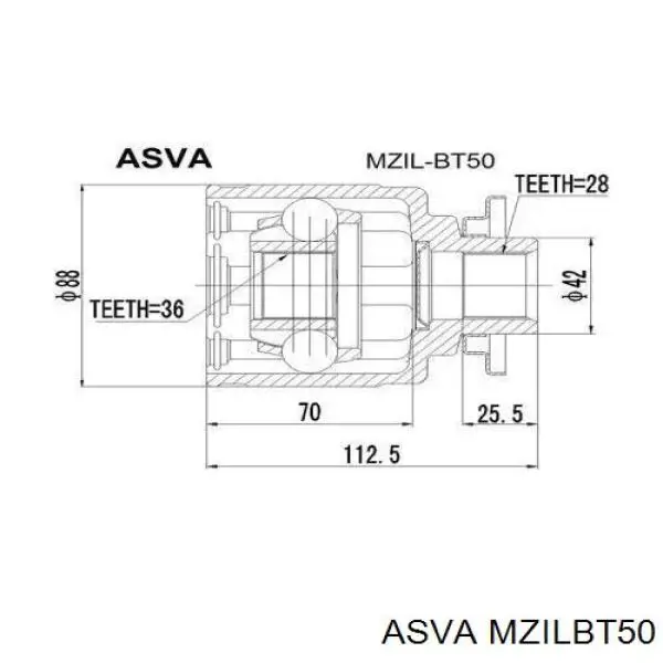 ШРУС внутренний передний левый ASVA MZILBT50