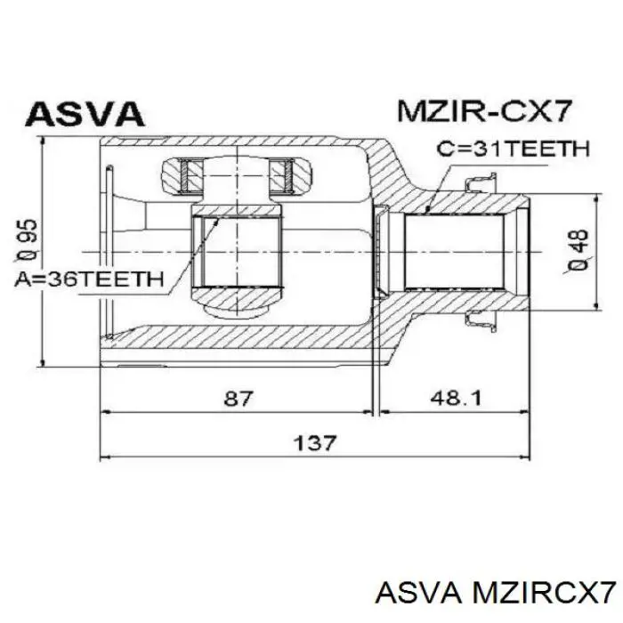 MZIRCX7 Asva шрус внутренний передний правый