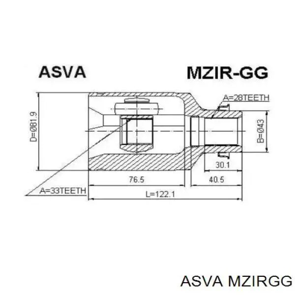 Шарнир привода внутренний Asva MZIRGG цена, от 42.82 USD