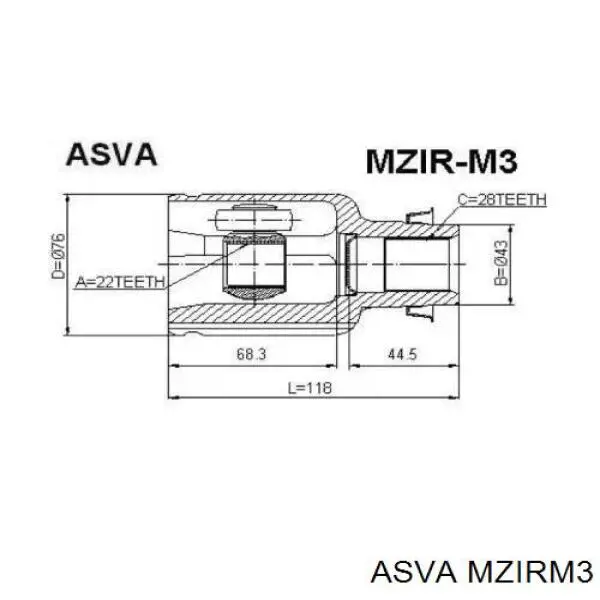 MZIRM3 Asva Граната внутренняя передняя правая
