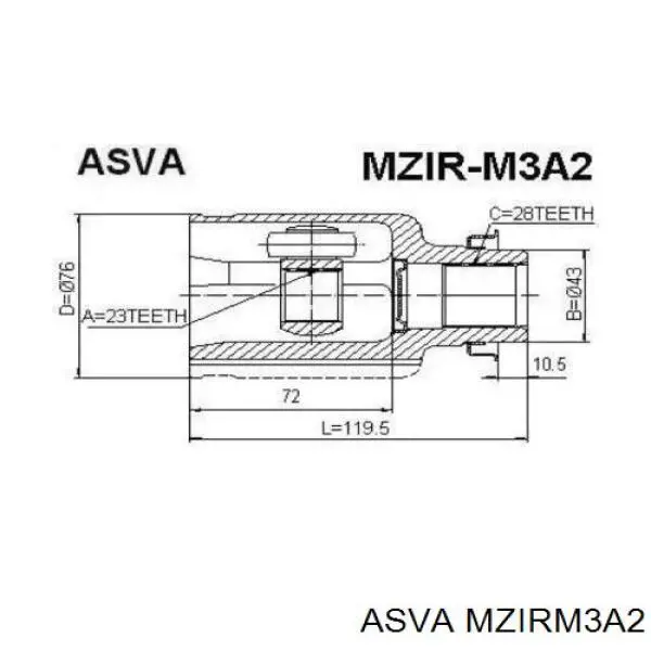 ШРУС внутренний передний правый ASVA MZIRM3A2