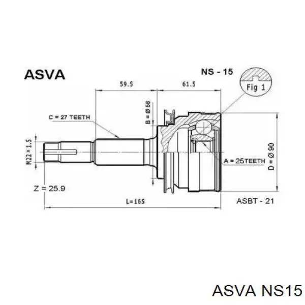 ШРУС наружный передний NS15 Asva