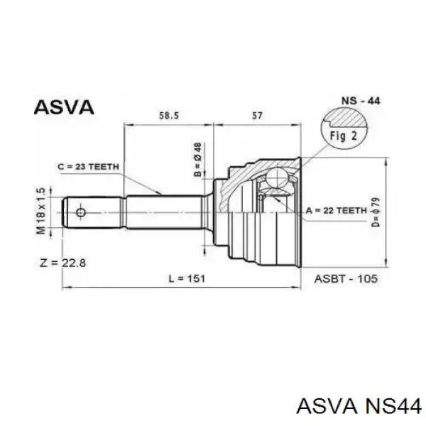 ШРУС наружный передний NS44 Asva