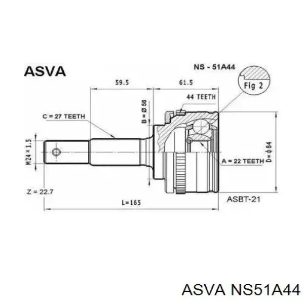 ШРУС наружный передний NS51A44 Asva