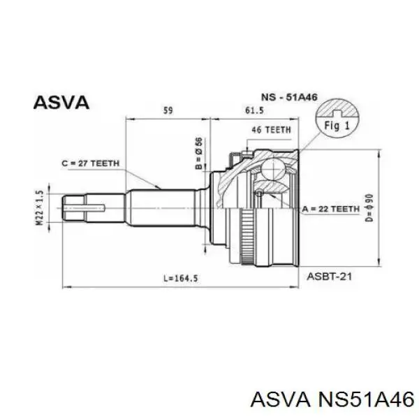 ШРУС наружный передний NS51A46 Asva