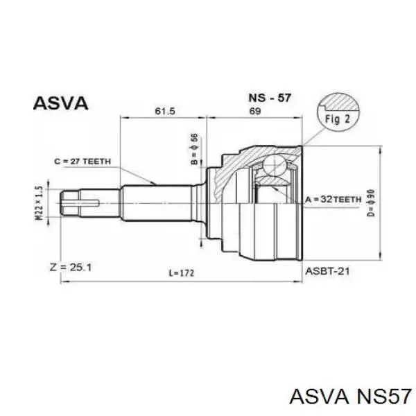 ШРУС наружный передний NS57 Asva