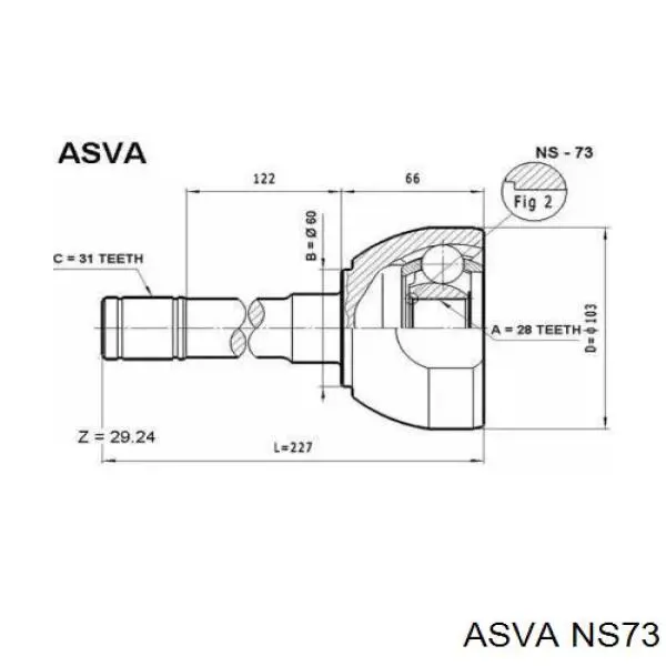 NS73 Asva шрус наружный передний