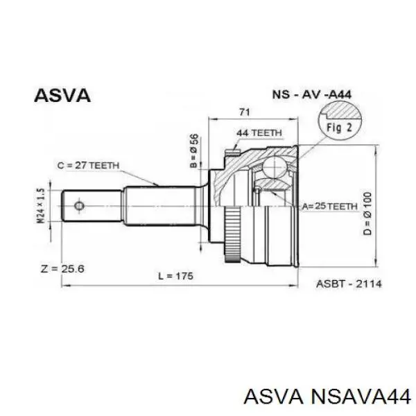 NSAVA44 Asva шрус наружный передний