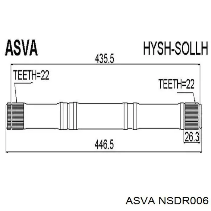 NSDR006 Asva полуось (привод передняя правая)