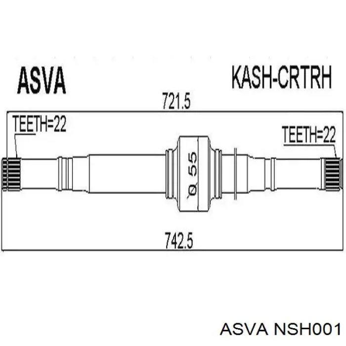 Привод передний левый Asva NSH001 цена, от 54.75 USD
